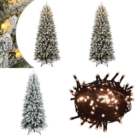 Árbol de Navidad artificial con 300 LEDs y nieve flocada 240 cm - Luces LED - Nieve flocada