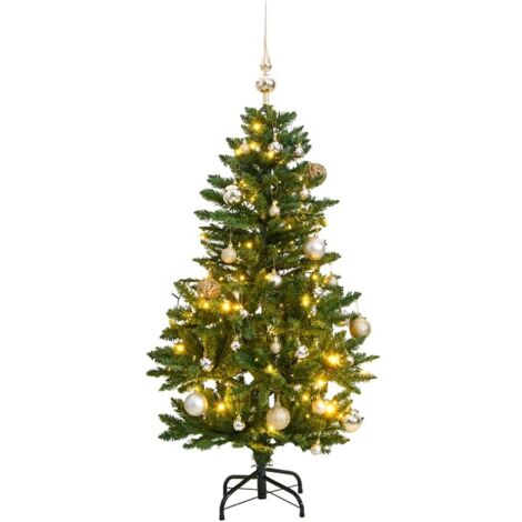 Árbol de Navidad artificial con bisagras 150 LED y bolas 150 cm