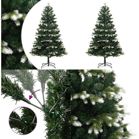 Árbol de Navidad artificial con bisagras y nieve flocada 180 cm - Árbol de Navidad con bisagras - Nieve artificial