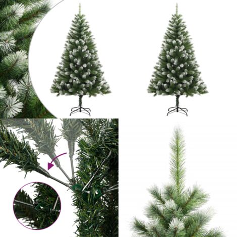 Árbol de Navidad artificial con bisagras y nieve flocada 180 cm - Árbol de Navidad con bisagras - Nieve flocada