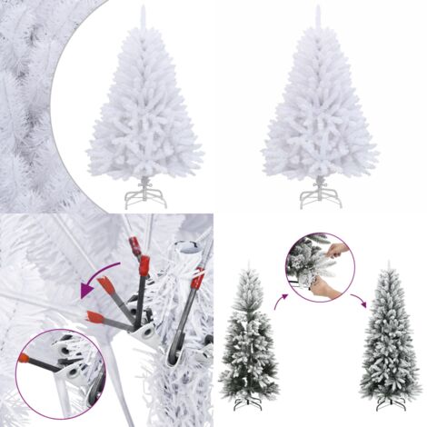 Árbol de Navidad artificial con bisagras y soporte blanco 120cm - Árbol de Navidad con bisagras - Árbol de Navidad blanco