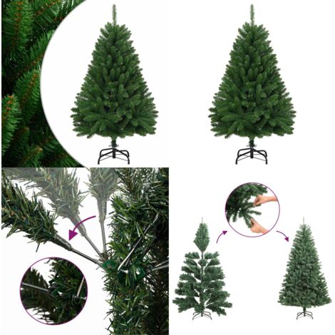Árbol de Navidad artificial con bisagras y soporte verde 120 cm - Árbol de Navidad con bisagras - Árbol de Navidad verde