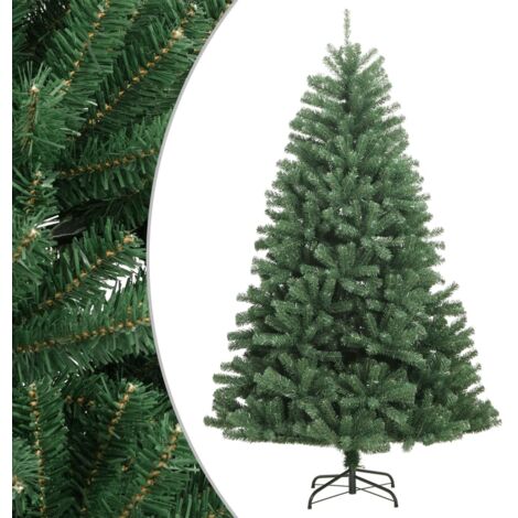 Árbol de Navidad artificial con bisagras y soporte verde 150 cm