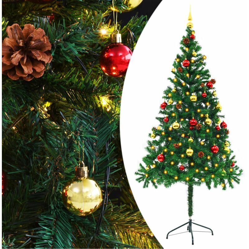 

arbol de Navidad artificial con bolas y luces LED 180 cm verde