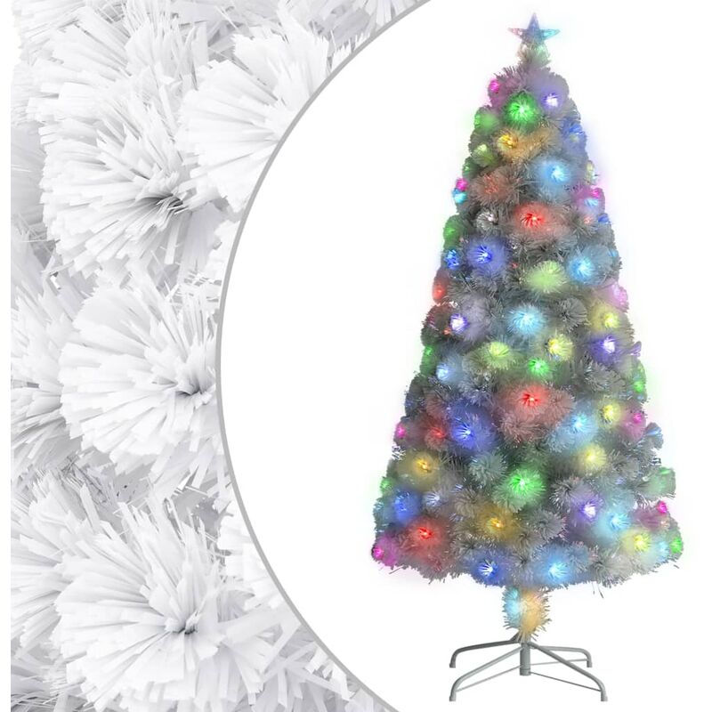 

Árbol de Navidad artificial con LED blanco fibra óptica 120 cm