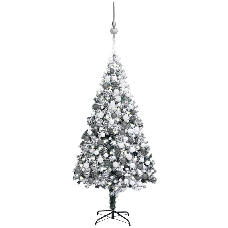 

Árbol de Navidad artificial con LED bolas y nieve verde 300 cm
