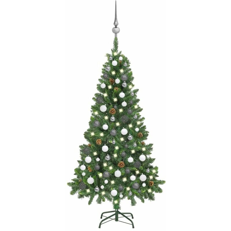 

arbol de Navidad artificial con LED bolas y pinas 150 cm