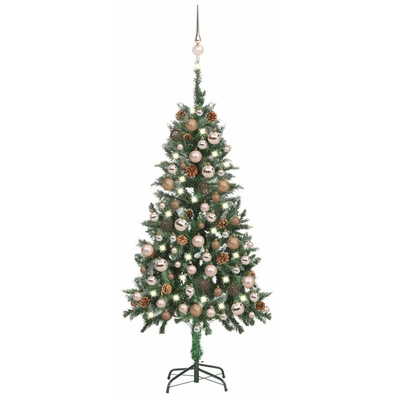 

Happyshopping - arbol de Navidad artificial con LED, bolas y pinas 150 cm
