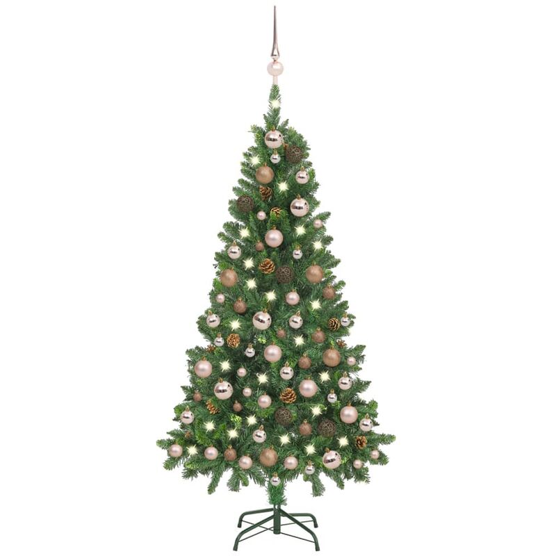 

Árbol de Navidad artificial con LED bolas y piñas 150 cm
