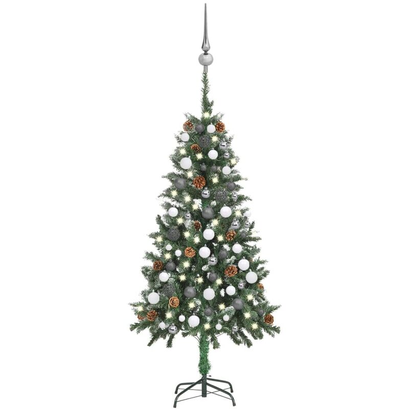 

Árbol de Navidad artificial con LED bolas y piñas 150 cm