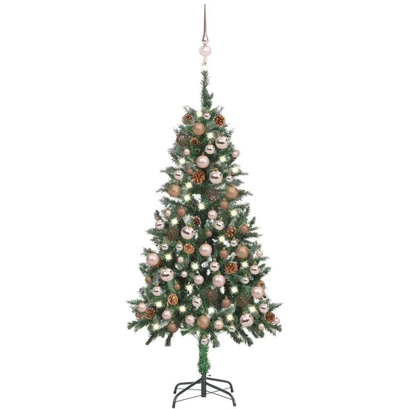 

Árbol de Navidad artificial con LED, bolas y piñas 150 cm