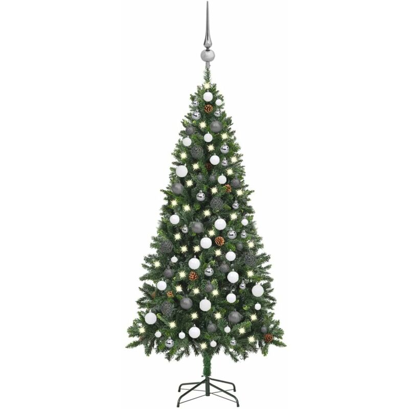

arbol de Navidad artificial con LED, bolas y pinas 180 cm