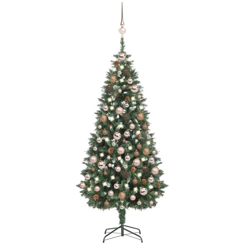 

Árbol de Navidad artificial con LED, bolas y piñas 180 cm