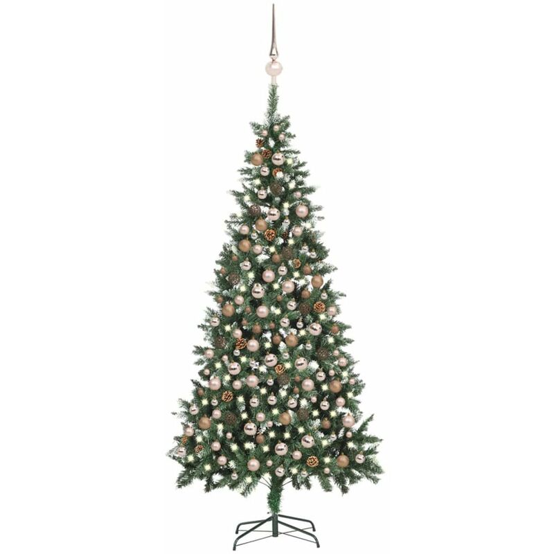 

Happyshopping - arbol de Navidad artificial con LED, bolas y pinas 210 cm