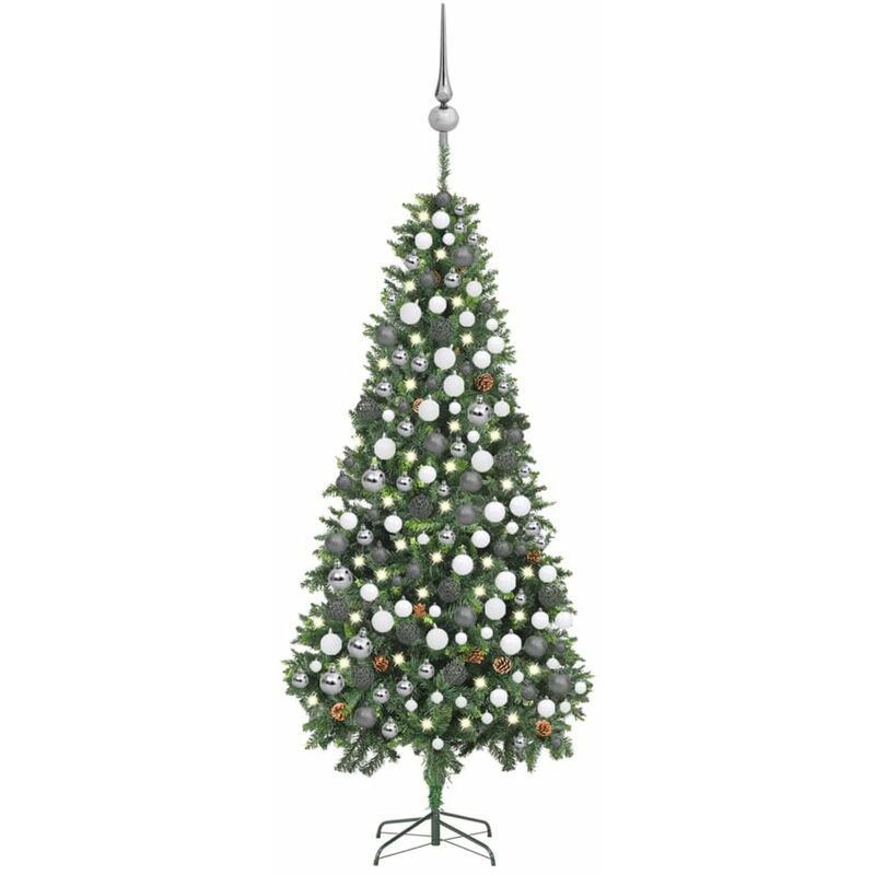 

Happyshopping - arbol de Navidad artificial con LED bolas y pinas 210 cm