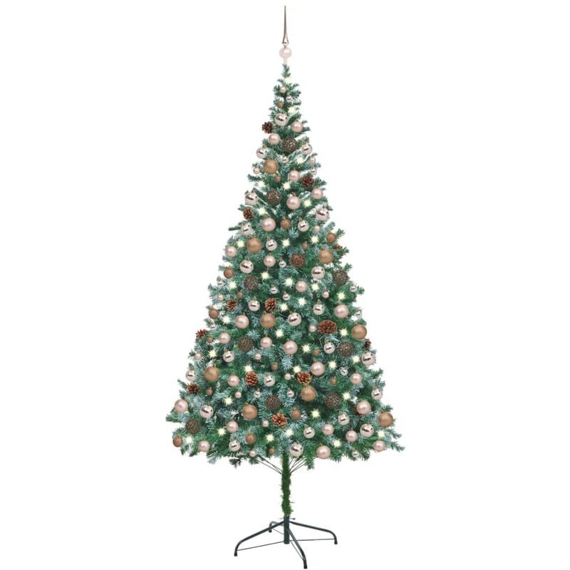

Árbol de Navidad artificial con LED, bolas y piñas 210 cm