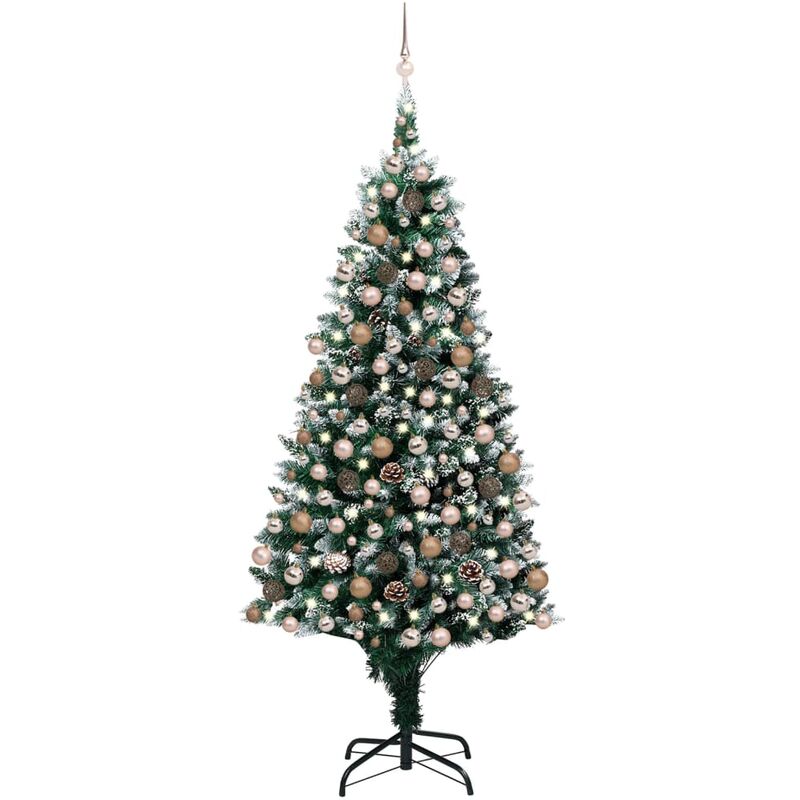 

Árbol de Navidad artificial con LED, bolas y piñas 240 cm