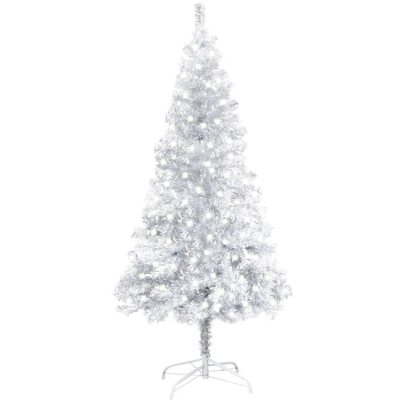 

Happyshopping - arbol de Navidad artificial con LED soporte plateado PET 120 cm