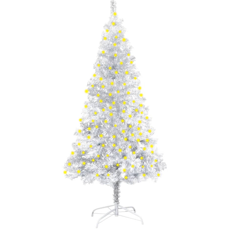 

Happyshopping - arbol de Navidad artificial con LED soporte plateado PET 150 cm