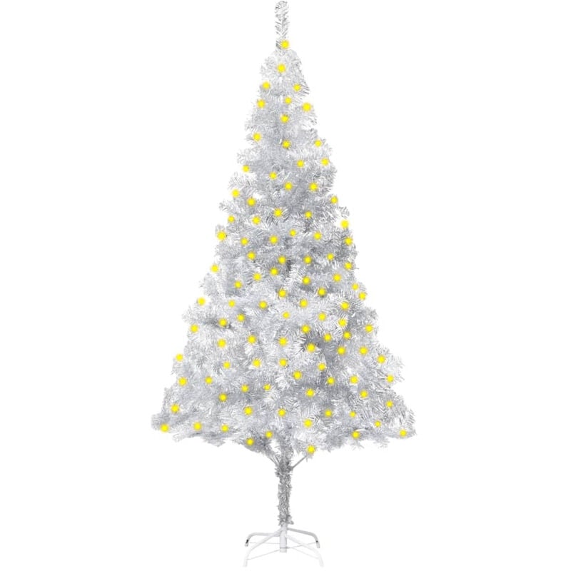 

Happyshopping - arbol de Navidad artificial con LED soporte plateado PET 180 cm