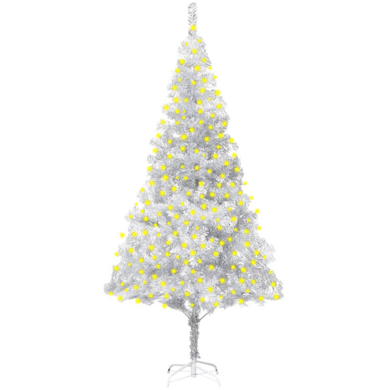

Happyshopping - arbol de Navidad artificial con LED soporte plateado PET 210 cm