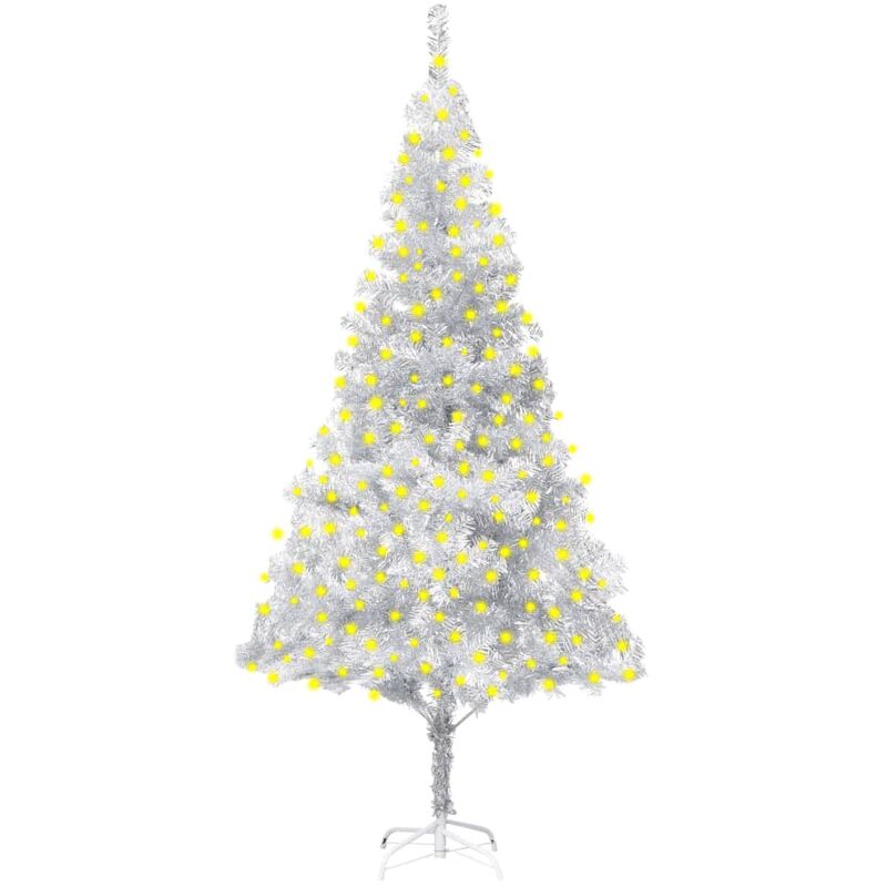 

Árbol de Navidad artificial con LED soporte plateado PET 210 cm