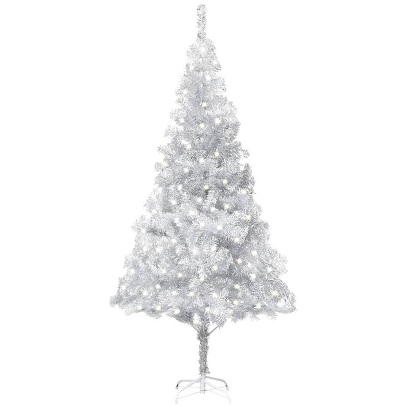 

arbol de Navidad artificial con LED soporte plateado PET 240 cm
