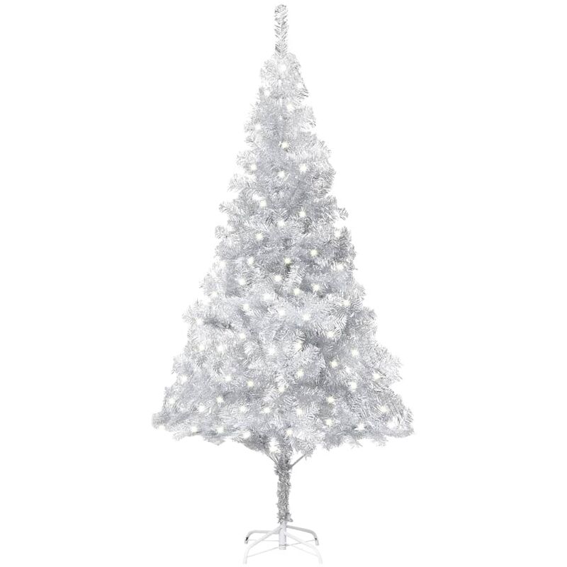 

Árbol de Navidad artificial con LED soporte plateado PET 240 cm