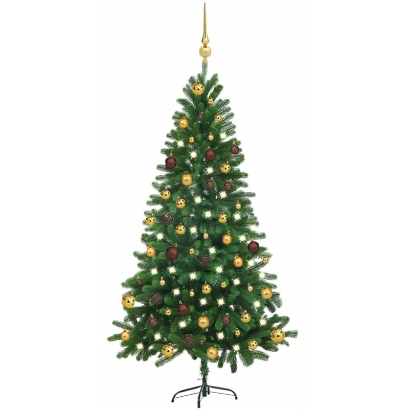 

arbol de Navidad artificial con LED y bola verde 150 cm
