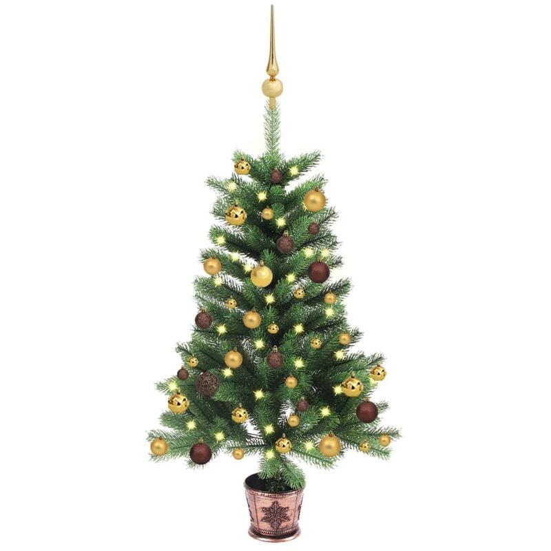 

Árbol de Navidad artificial con LED y bola verde 90 cm