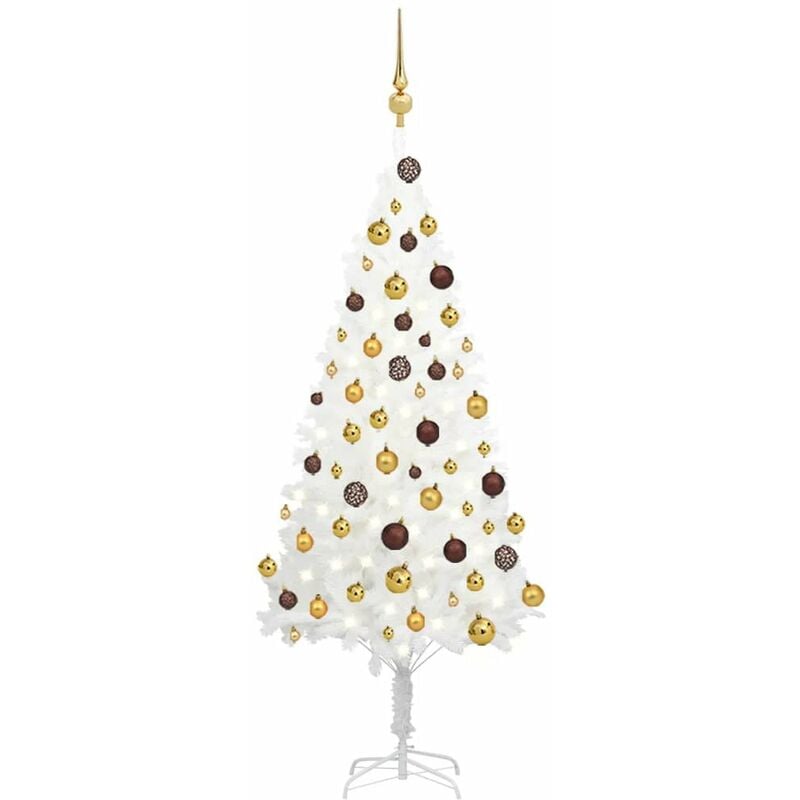 

arbol de Navidad artificial con LED y bolas blanco 120 cm