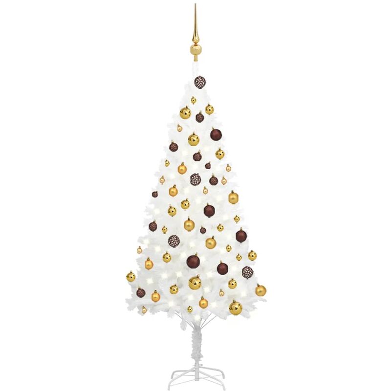 

Árbol de Navidad artificial con LED y bolas blanco 120 cm