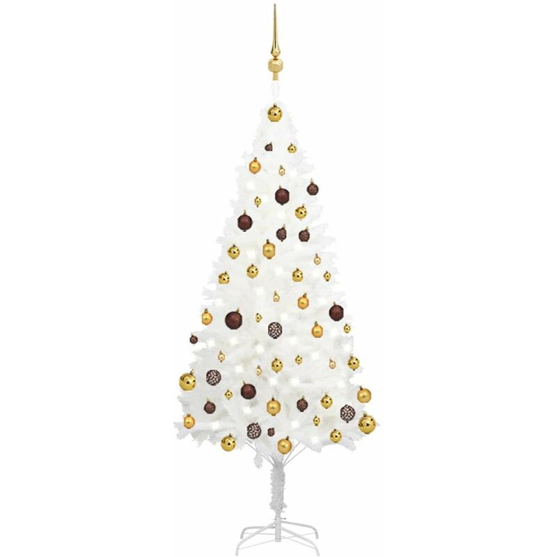 

arbol de Navidad artificial con LED y bolas blanco 150 cm