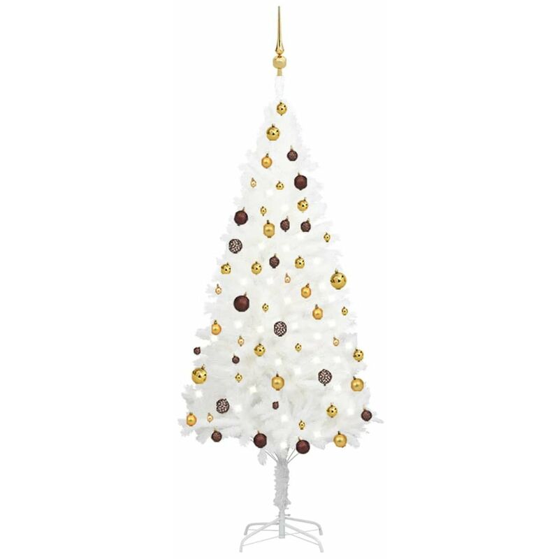 

arbol de Navidad artificial con LED y bolas blanco 180 cm