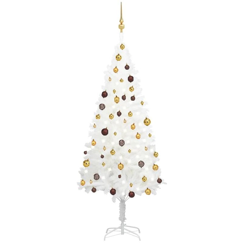 

Árbol de Navidad artificial con LED y bolas blanco 180 cm