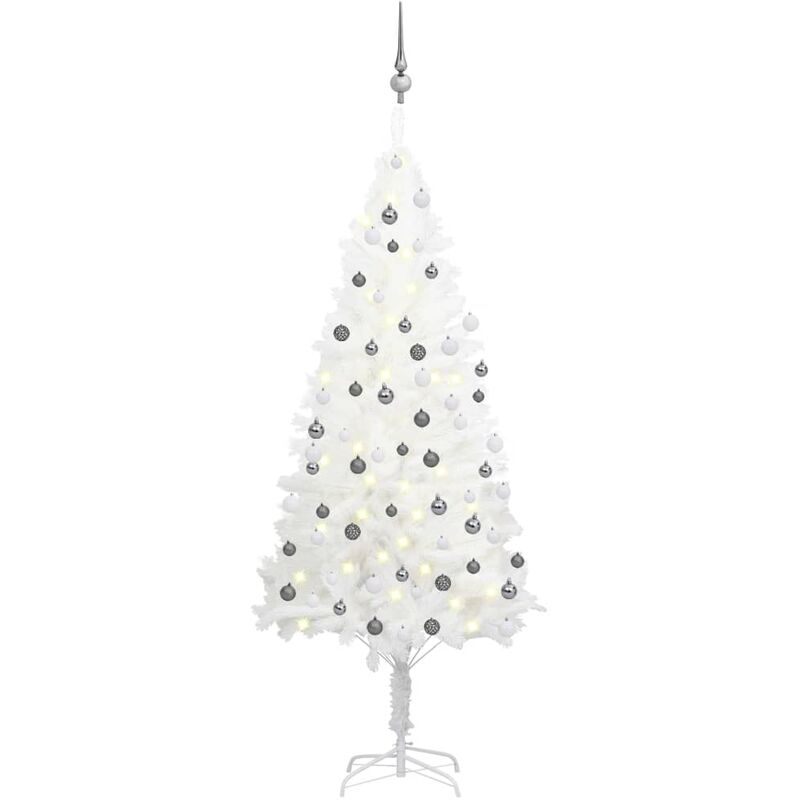 

Árbol de Navidad artificial con LED y bolas blanco 180 cm