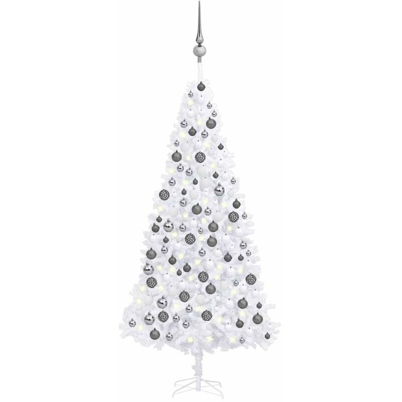 

arbol de Navidad artificial con LED y bolas blanco 300 cm