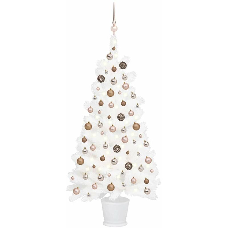 

arbol de Navidad artificial con LED y bolas blanco 65 cm