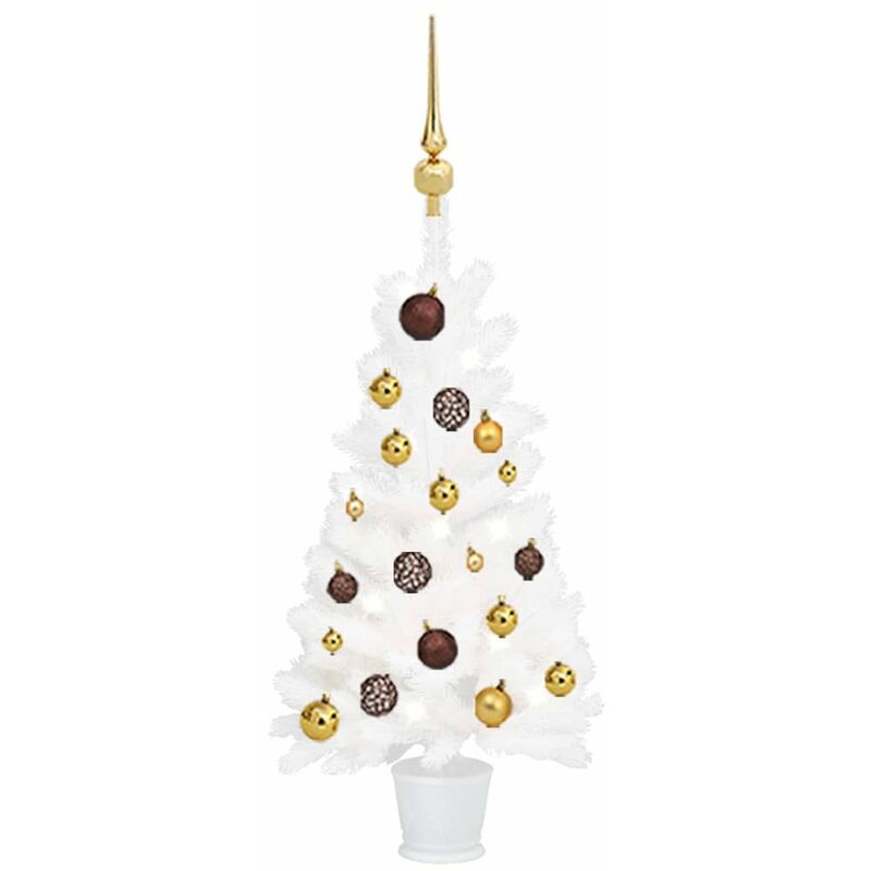 

arbol de Navidad artificial con LED y bolas blanco 90 cm