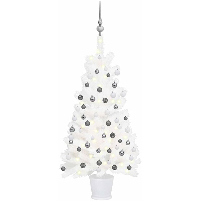 

arbol de Navidad artificial con LED y bolas blanco 90 cm