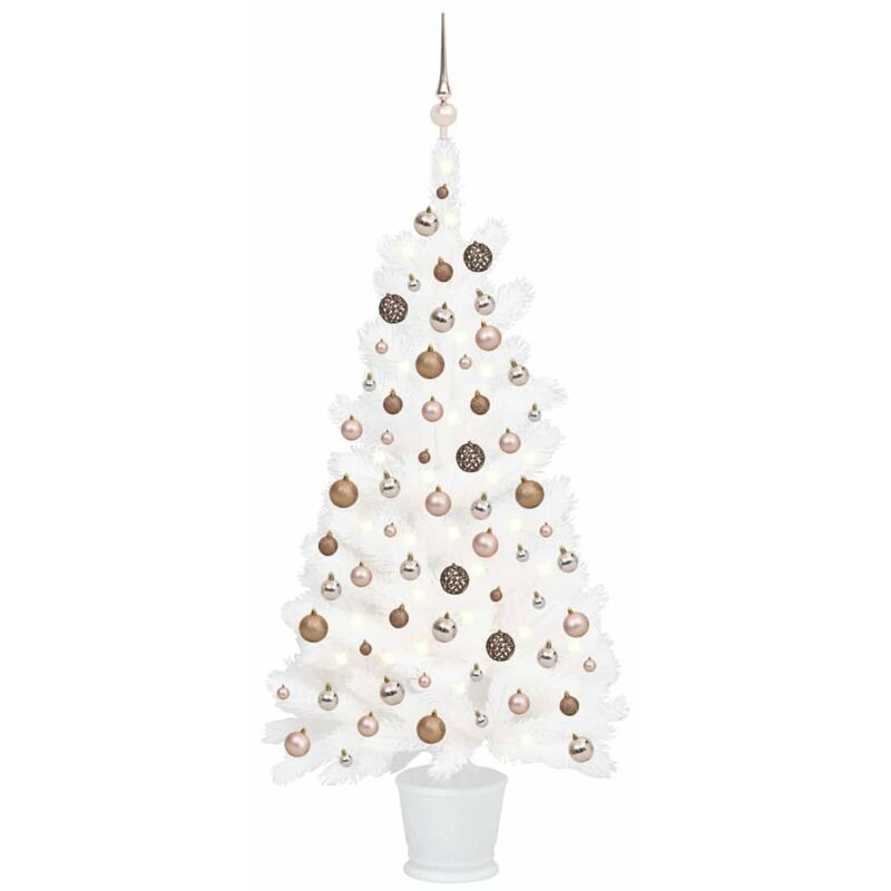 

Happyshopping - arbol de Navidad artificial con LED y bolas blanco 90 cm