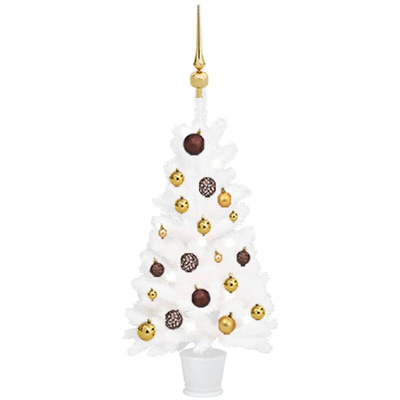 

Árbol de Navidad artificial con LED y bolas blanco 90 cm