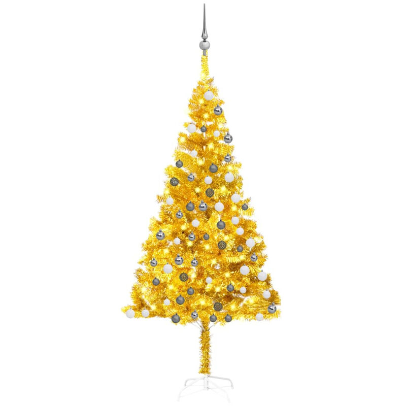 

Happyshopping - arbol de Navidad artificial con LED y bolas dorado PET 180 cm