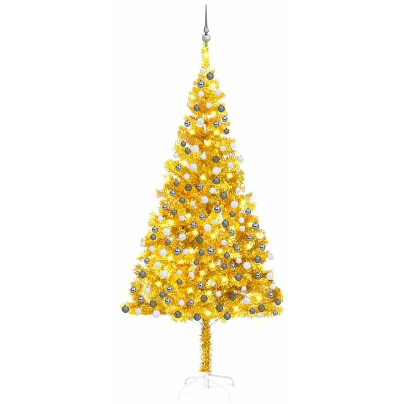 

Happyshopping - arbol de Navidad artificial con LED y bolas dorado PET 240 cm