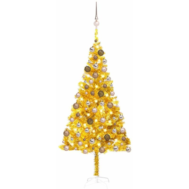 

Happyshopping - arbol de Navidad artificial con LED y bolas PET dorado 180 cm