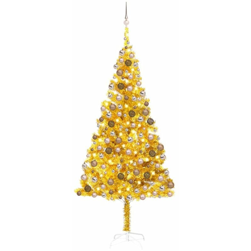

Happyshopping - arbol de Navidad artificial con LED y bolas PET dorado 240 cm
