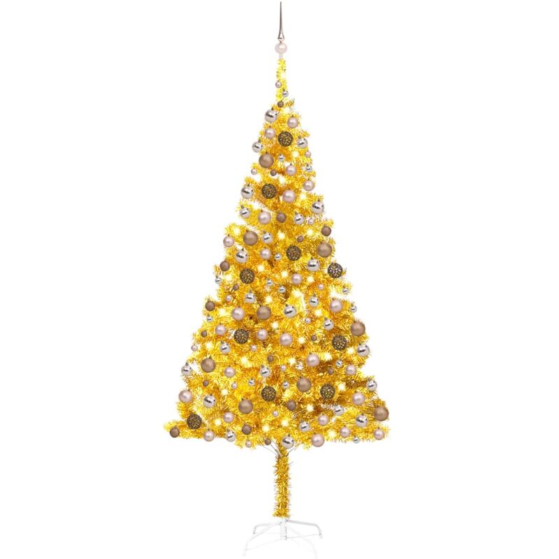 

Árbol de Navidad artificial con LED y bolas PET dorado 240 cm
