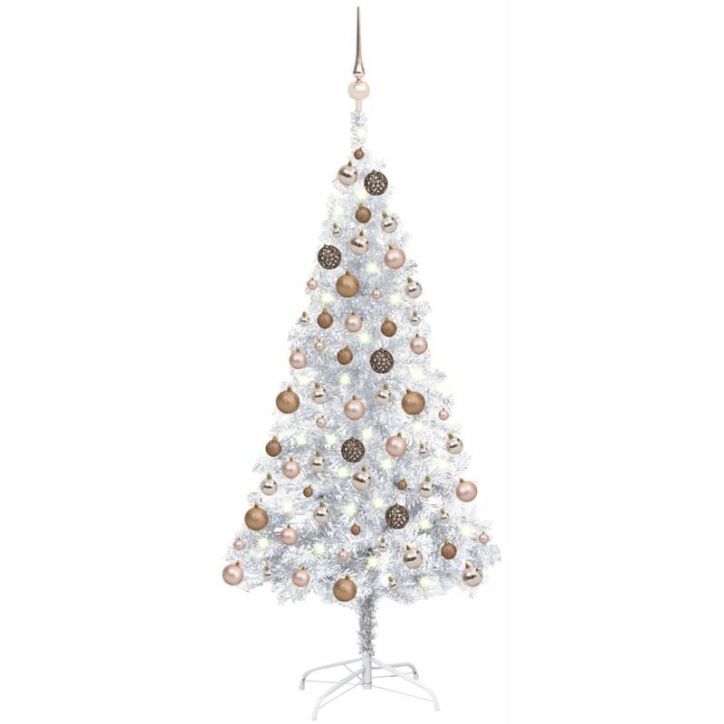 

Happyshopping - arbol de Navidad artificial con LED y bolas PET plateado 120cm