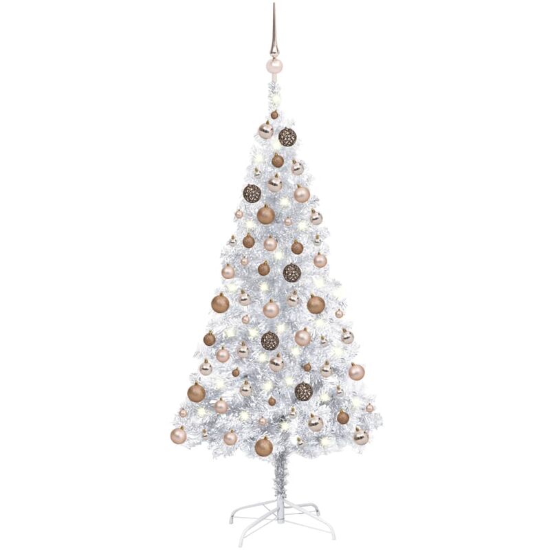 

Árbol de Navidad artificial con LED y bolas PET plateado 120cm