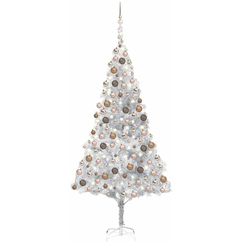 

Happyshopping - arbol de Navidad artificial con LED y bolas plateado PET 240 cm